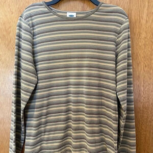 Long-Sleeve Crew-Neck T-Shirt For Women Multicolor Stripes Size L by Old Navy